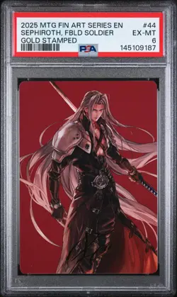 2025 MTG FINAL FANTASY ART SERIES GOLD STAMPED SEPHIROTH, FABLED SOLDIER PSA 6 - Image 1