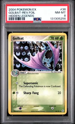 2004 POKEMON EX HIDDEN LEGENDS #36 GOLBAT-REVERSE FOIL PSA 8 - Image 1