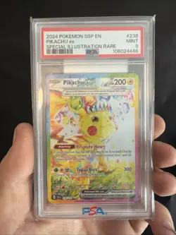 2024 POKEMON SSP EN-SURGING SPARKS SPECIAL ILLUSTRATION RARE PIKACHU EX PSA 9 - Image 1