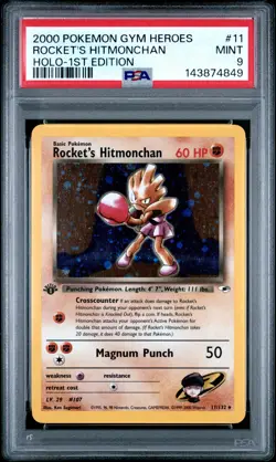 2000 POKEMON GYM HEROES HOLO-1ST EDITION #11 ROCKET'S HITMONCHAN PSA 9 - Image 1
