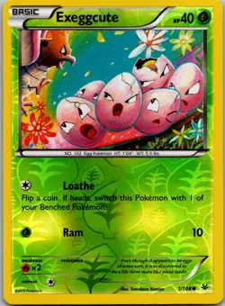 POKEMON EXEGGCUTE 1/108 COMMON REVERSE HOLO ROARING SKIES NM/M - Image 1