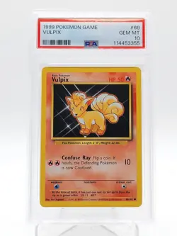 VULPIX 1999 POKEMON BASE SET #68/102 PSA 10 GEM MT Q3963 - Image 1