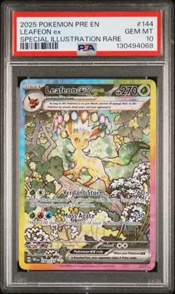 2025 POKEMON PRISMATIC EVOLUTIONS SPECIAL ILLUSTRATION RARE LEAFEON EX PSA 10 - Image 1