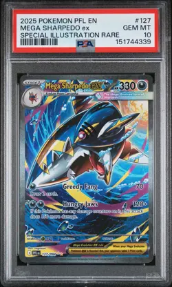 2025 POKEMON PHANTASMAL FLAMES SPECIAL ILLUSTRATION RARE MEGA SHARPEDO EX PSA 10 - Image 1