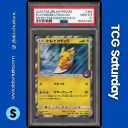 2019 POKEMON JP PROMO #392/SM-P PLAYING SEA PIKACHU POKEMON CENTER PSA 10 - Image 1