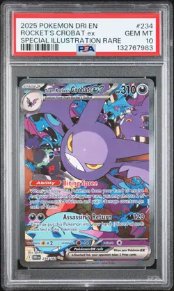 2025 POKEMON DRI SPECIAL ILLUSTRATION RARE #234 TEAM ROCKET'S CROBAT EX PSA 10 - Image 1