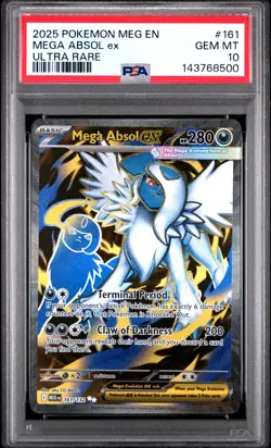 2025 Pokemon Meg En-Mega Evolution #161 Mega Absol Ex Ultra Rare PSA 10 - Image 1