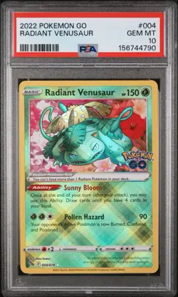 2022 Pokemon Go Radiant Venusaur Holo 004/078 PSA 10 Gem Mint - Image 1