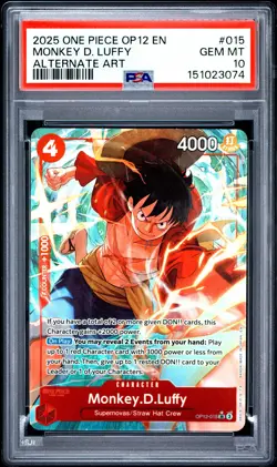 2025 ONE PIECE OP12-LEGACY OF THE MASTER ALTERNATE ART MONKEY D. LUFFY PSA 10 - Image 1