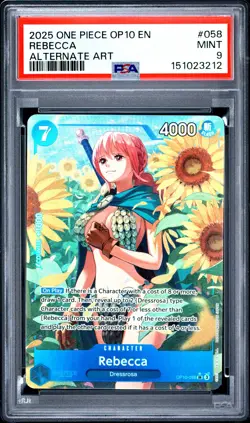 2025 ONE PIECE OP10-ROYAL BLOOD ALTERNATE ART #058 REBECCA PSA 9 - Image 1