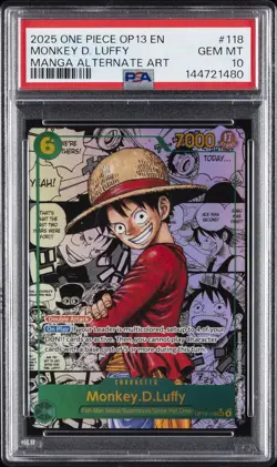 2025 ONE PIECE CARRYING ON HIS WILL MANGA ALT ART #118 MONKEY D. LUFFY PSA 10 - Image 1
