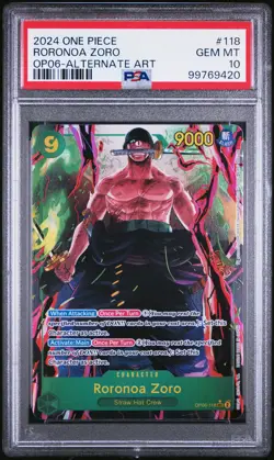 2024 ONE PIECE OP06-WINGS OF THE CAPTAIN ALTERNATE ART #118 RORONOA ZORO PSA 10 - Image 1