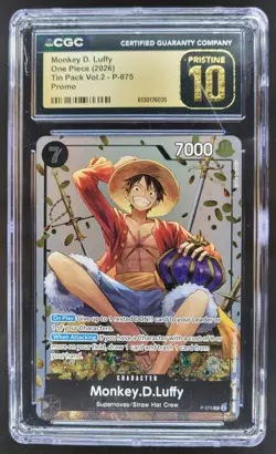 2026 ONE PIECE MONKEY D. LUFFY PROMO P-075 TIN PACK CGC 10 PRISTINE R PT - Image 1