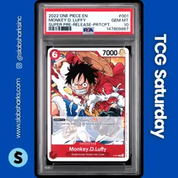 2022 ONE PIECE EN #P-001 MONKEY.D.LUFFY SUPER PRE-RELEASE PROMO PSA 10 - Image 1