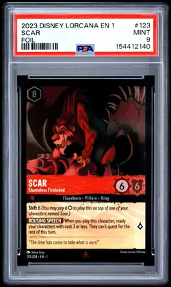 2023 DISNEY LORCANA EN 1-THE FIRST CHAPTER FOIL SCAR - SHAMELESS FIREBRAND PSA 9 - Image 1