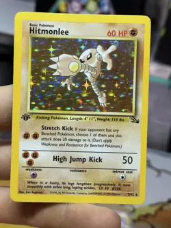 1st Edition Hitmonlee 7/62 Fossil 1999 Holo Rare WOTC Pokemon Card TCG - Image 3