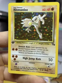 1st Edition Hitmonlee 7/62 Fossil 1999 Holo Rare WOTC Pokemon Card TCG - Image 4