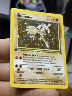 1st Edition Hitmonlee 7/62 Fossil 1999 Holo Rare WOTC Pokemon Card TCG - Image 5