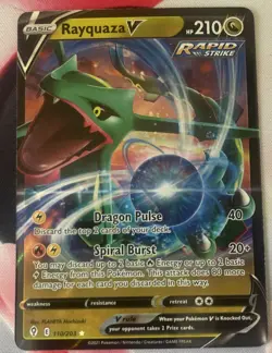 Pokemon TCG Rayquaza V Evolving Skies Holo Ultra Rare Card 110/203 Near Mint - Image 1