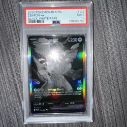 Pokemon TCG Zekrom EX Black Bolt Card 172/086, Graded PSA 9 Mint Newly Graded - Image 1