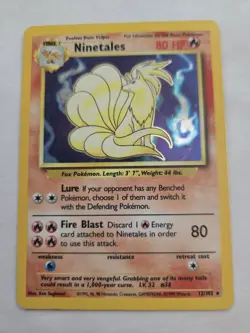 Pokemon TCG Ninetales Holo Unlimited Rare Card Base Set 12/102 MP - Image 1