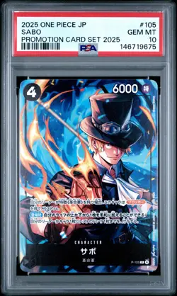 2025 ONE PIECE JAPANESE PROMOTION CARD SET 2025 #105 SABO PSA 10 - Image 1