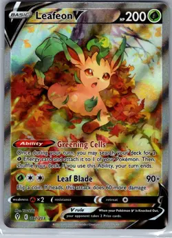 Leafeon V (Alternate Art) 167/203 SWSH07: Evolving Skies - Pokemon Card - NM - Image 1