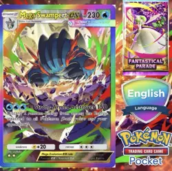 Pokemon Pocket TCG Card 2 Star Full Art Rainbow Mega Swampert EX DIGITAL - Image 1