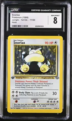 CGC 8 Snorlax 1999 Jungle 1st Edition 11/64 Holo Pokemon Card - Image 1