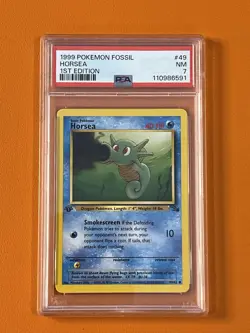Pokemon TCG Horsea Fossil 49 1st Edition Common Card, PSA 7 - Image 1