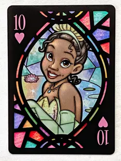 Japan Disney TIANA Stained Glass 10 of Hearts Playing Card w/Sleeve & Top Loader - Image 1