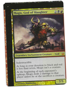 *Extremely Rare* NFC MISCUT Foil Mogis, God of Slaughter Born of the Gods MtG - Image 1