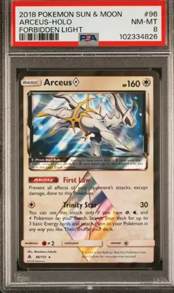 2018 POKEMON SUN & MOON FORBIDDEN LIGHT #96 ARCEUS-HOLO PSA 8 - Image 1