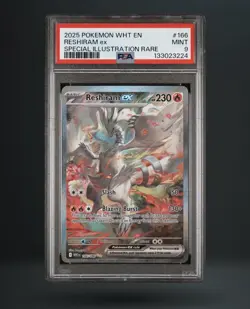 PSA 9 Pokemon TCG Reshiram EX White Flare Card 166/086 - Image 1
