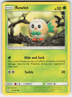 Rowlet 17/236 Common Cosmic Eclipse Pokemon Near Mint - Image 1