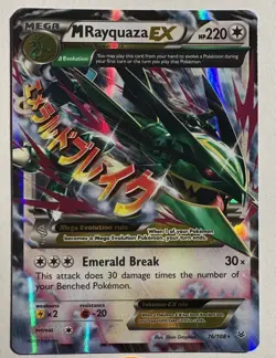 Pokemon M Rayquaza EX 76/108 Ultra Rare Holo XY Roaring Skies 2015 - Image 1