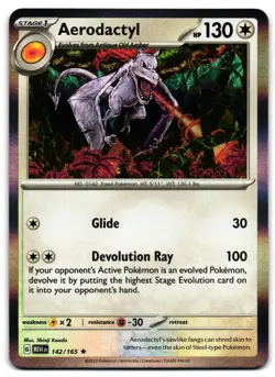 Aerodactyl 142/165 - 🌊 151 Rare Pokemon TCG Holo 🖤 - LP - Image 1