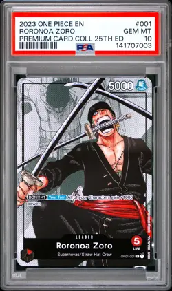 Roronoa Zoro PSA10 2023 One Piece Premium Card Collection 25th Edition #001 - Image 1