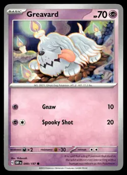Greavard 99/197 Pokemon Card Obsidian Flames Common 70 HP Near Mint KE - Image 1