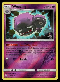 Pokemon Card Hidden Fates Weezing 29/68 Reverse Holo Rare - Image 1
