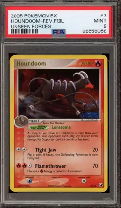 Pokemon Houndoom EX Unseen Forces Reverse Holo Rare #7 PSA 9 Mint - Image 1
