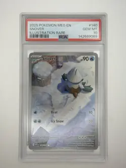 2025 POKEMON MEG EN-MEGA EVOLUTION ILLUSTRATION RARE #140 SNOVER PSA 10 - Image 1