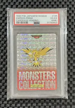 Pokemon Card Pocket Monsters Collection Zapdos 145 Prism Vending Carddass PSA 4 - Image 1