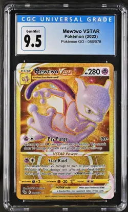 Mewtwo VStar CGC Gem Mint 9.5 Blue Label 86/78 FULL ART Pokemon Go Secret Gold - Image 1