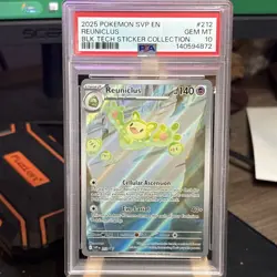 Pokemon TCG PSA 10 2025 Reuniclus 212 SVP EN Holo Sticker Collection - Image 1