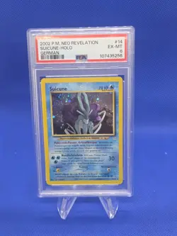 VTG 2002 German Pokemon Neo Revelation Suicune #14 Holo Rare PSA 6 EX-MT - Image 1
