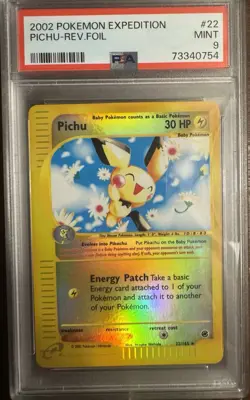 2002 pokemon expedition pichu reverse holo #22 psa 9 LOW POP 79 - Image 1