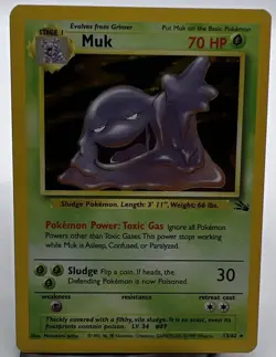 Pokemon TCG WOTC Fossil Muk 13/62 Holo Unlimited Vintage Card Lightly Played - Image 1