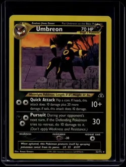 Pokemon TCG Umbreon 32/75 Neo Discovery Rare LP - Image 1