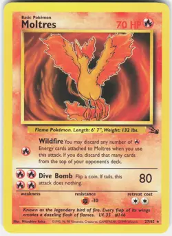 Pokemon Moltres 27/62 Rare Fossil Pokemon Near Mint - Image 1